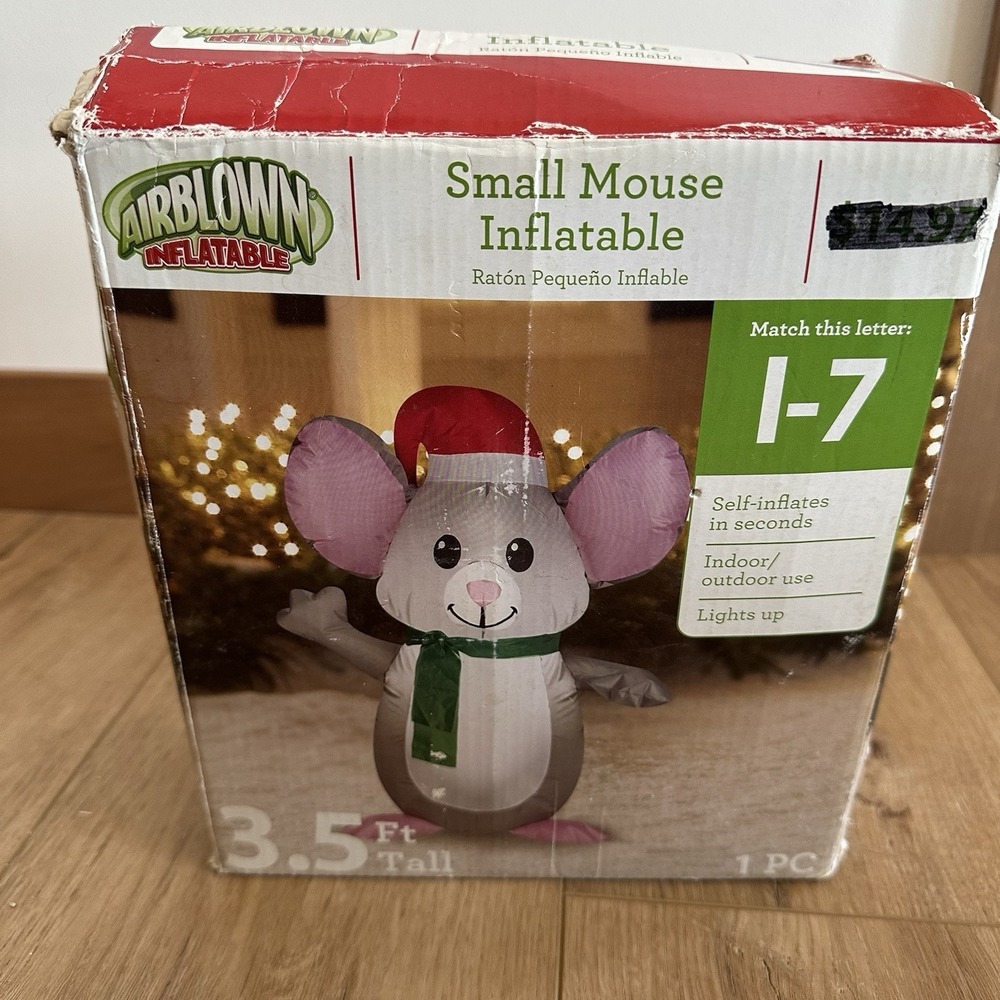 RARE Gemmy Airblown Inflatable Small Christmas Mouse 3.5 Ft New Open Box‎